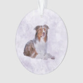 Australian Shepherd - Aussie Waterverf Digital Ar Ornament (voorkant)