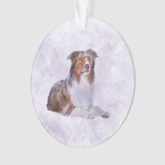 Australian Shepherd - Aussie Waterverf Digital Ar Ornament (voorkant)