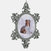 Australian Shepherd - Aussie Waterverf Digital Ar Tin Sneeuwvlok Ornament (Links)