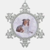 Australian Shepherd - Aussie Waterverf Digital Ar Tin Sneeuwvlok Ornament (Voorkant)