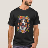 Australian Shepherd Aussie with Flower Crown Retro T-shirt (Voorkant)