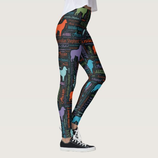 Australian Shepherd Aussie Word Art Leggings (Rechts)