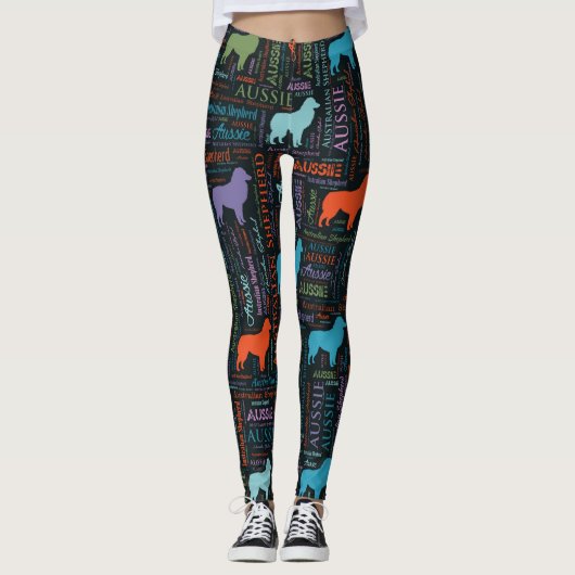 Australian Shepherd Aussie Word Art Leggings (Voorkant)