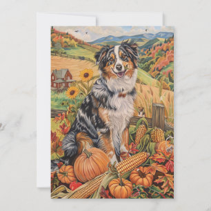 Australian Shepherd Autumn Harvest Thanksgiving Feestdagenkaart