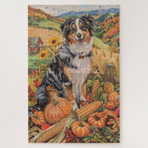 Australian Shepherd Autumn Harvest Thanksgiving Legpuzzel