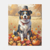 Australian Shepherd Autumn verlaat Thanksgiving Fleece Deken (Voorkant)
