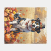 Australian Shepherd Autumn verlaat Thanksgiving Fleece Deken (Voorkant (Horizontaal))