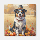 Australian Shepherd Autumn verlaat Thanksgiving Magneet (Voorkant)