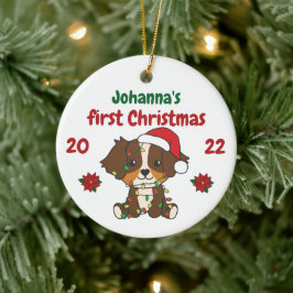 Australian Shepherd Babys eerste kerstmis Keramisch Ornament