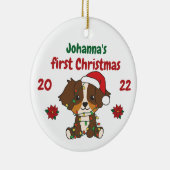 Australian Shepherd Babys eerste kerstmis Keramisch Ornament (Rechts)