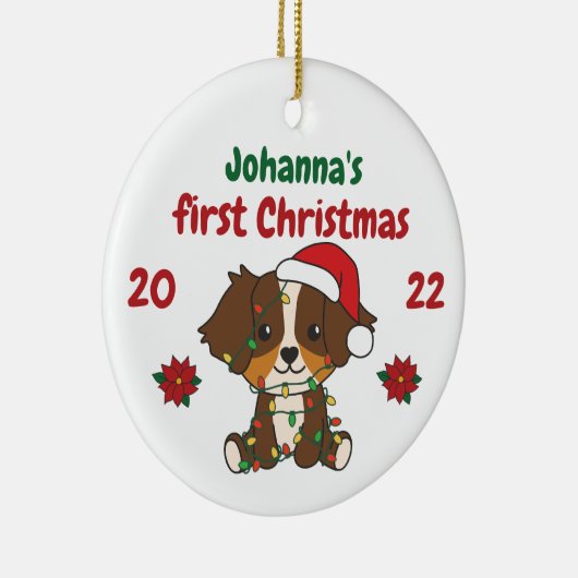 Australian Shepherd Babys eerste kerstmis Keramisch Ornament (Rechts)