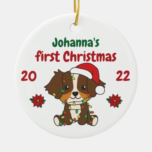 Australian Shepherd Babys eerste kerstmis Keramisch Ornament (Voorkant)
