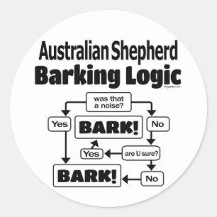 Australian Shepherd Barking Logic Ronde Sticker