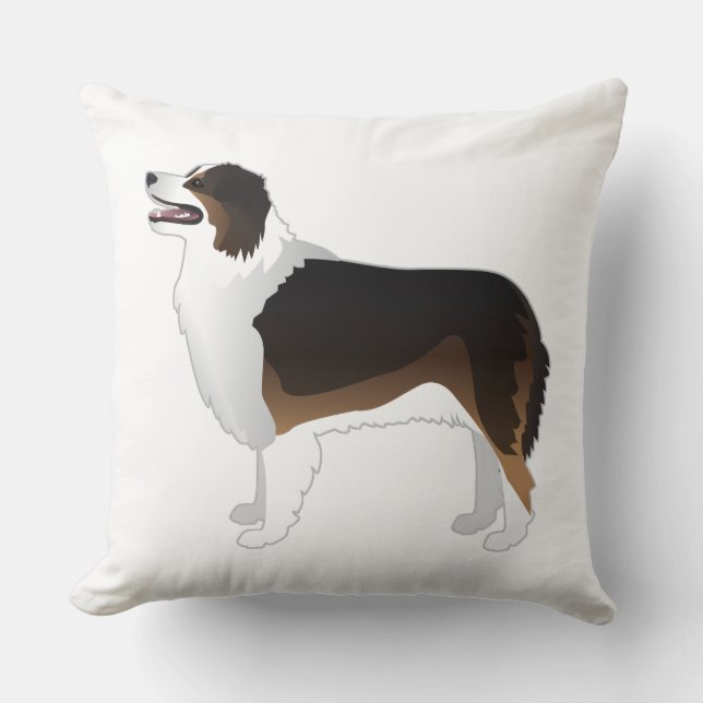 Australian Shepherd Basic Breed Silhouette Kussen (Voorkant)