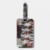 Australian Shepherd bij de open haard Kerstmis Bagagelabel (Achterkant verticaal)