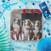 Australian Shepherd bij de open haard Kerstmis Papieren Bordje (Feest)