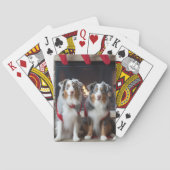 Australian Shepherd bij de open haard Kerstmis Pokerkaarten (Achterkant)