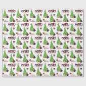 Australian Shepherd, Bird en kerstboom Cadeaupapier (Vlak)