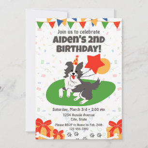 Australian Shepherd Birthday Invitation Kaart