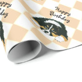 Australian Shepherd Black Tri Puppy - argyle Cadeaupapier (Rol Hoek)