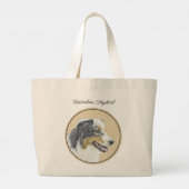 Australian Shepherd Black Tri Schilderen Hond Art Grote Tote Bag (Achterkant)