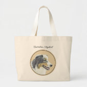 Australian Shepherd Black Tri Schilderen Hond Art Grote Tote Bag (Voorkant)