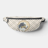 Australian Shepherd Black Tri Schilderen Hond Art Heuptasje (Liggend)