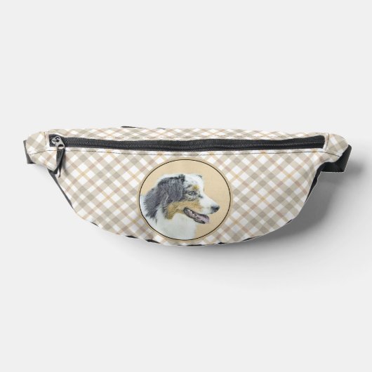 Australian Shepherd Black Tri Schilderen Hond Art Heuptasje (Liggend)