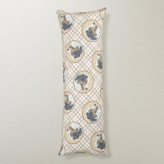 Australian Shepherd Black Tri Schilderen Hond Art Lichaamskussen (Achterkant (Verticaal))