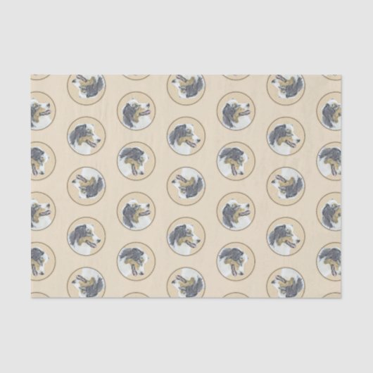 Australian Shepherd Black Tri Schilderen Hond Art Tissuepapier (Voorkant)