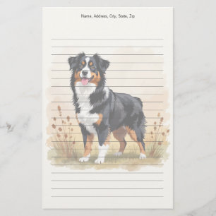 Australian Shepherd Black Tricolor Aussie Dog Briefpapier