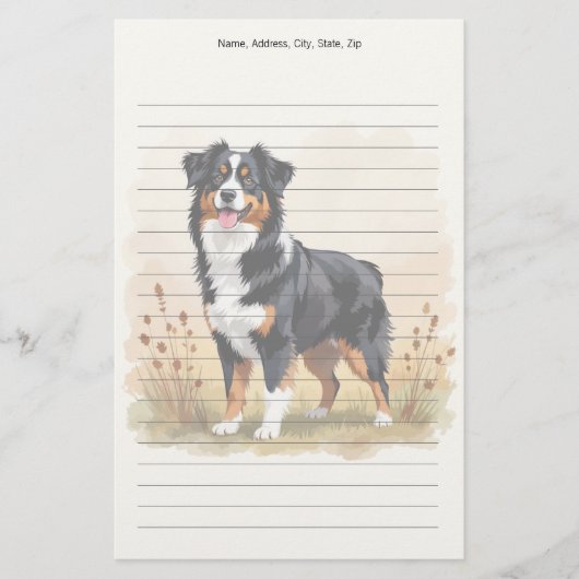 Australian Shepherd Black Tricolor Aussie Dog Briefpapier (Voorkant)