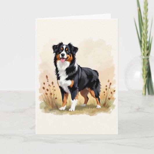 Australian Shepherd Black Tricolor Aussie Dog Kaart (Voorkant)