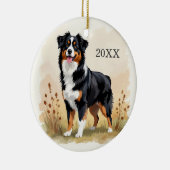 Australian Shepherd Black Tricolor Aussie Dog Keramisch Ornament (Rechts)