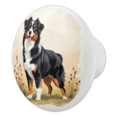 Australian Shepherd Black Tricolor Aussie Dog Keramische Knop (Rechts)