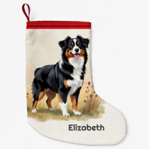 Australian Shepherd Black Tricolor Aussie Dog Kleine Kerstsok