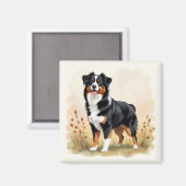 Australian Shepherd Black Tricolor Aussie Dog Magneet (Voorkant / Achterkant)