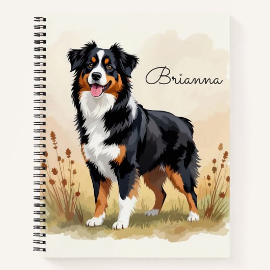 Australian Shepherd Black Tricolor Aussie Dog Notitieboek (Voorkant)