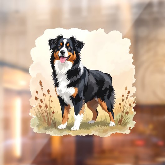 Australian Shepherd Black Tricolor Aussie Dog Raamsticker (Vel 2)