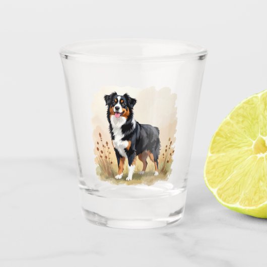 Australian Shepherd Black Tricolor Aussie Dog Shot Glas (Voorkant)
