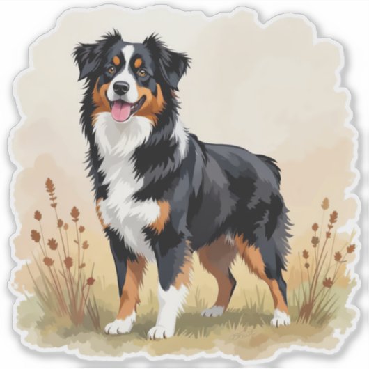 Australian Shepherd Black Tricolor Aussie Dog Sticker (Voorkant)