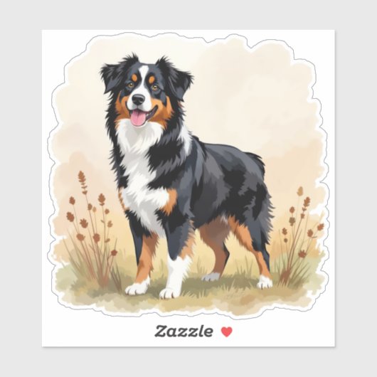 Australian Shepherd Black Tricolor Aussie Dog Sticker (Vel)