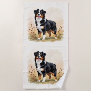 Australian Shepherd Black Tricolor Aussie Dog Strandlaken