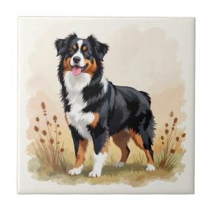 Australian Shepherd Black Tricolor Aussie Dog Tegeltje