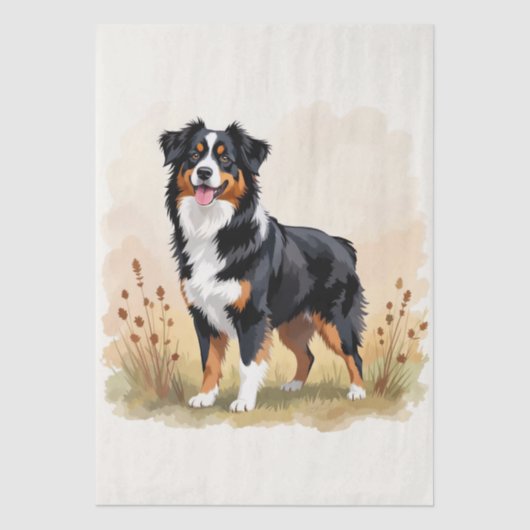 Australian Shepherd Black Tricolor Aussie Dog Tissuepapier (Voorkant)