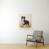 Australian Shepherd Black Tricolor Aussie Dog Wandkleed (In situ)