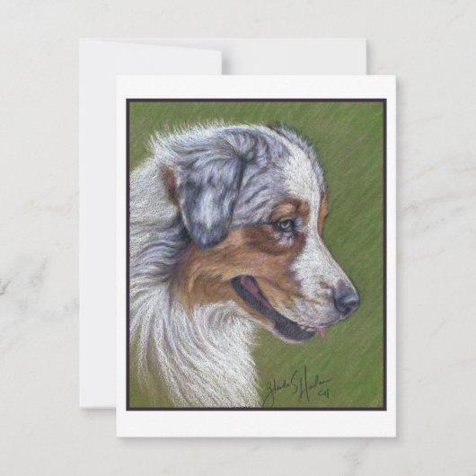 Australian Shepherd, Blauwe Merle, Notitiekaartje (Voorkant)