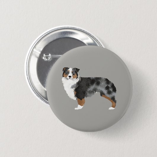 Australian Shepherd Blue Merle Button (Voorkant /achterkant)