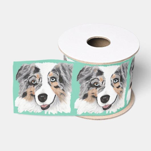Australian Shepherd Blue Merle Dog Grosgrain Lint (Spoel)