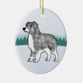 Australian Shepherd Blue Merle kerstversiering Keramisch Ornament (Rechts)